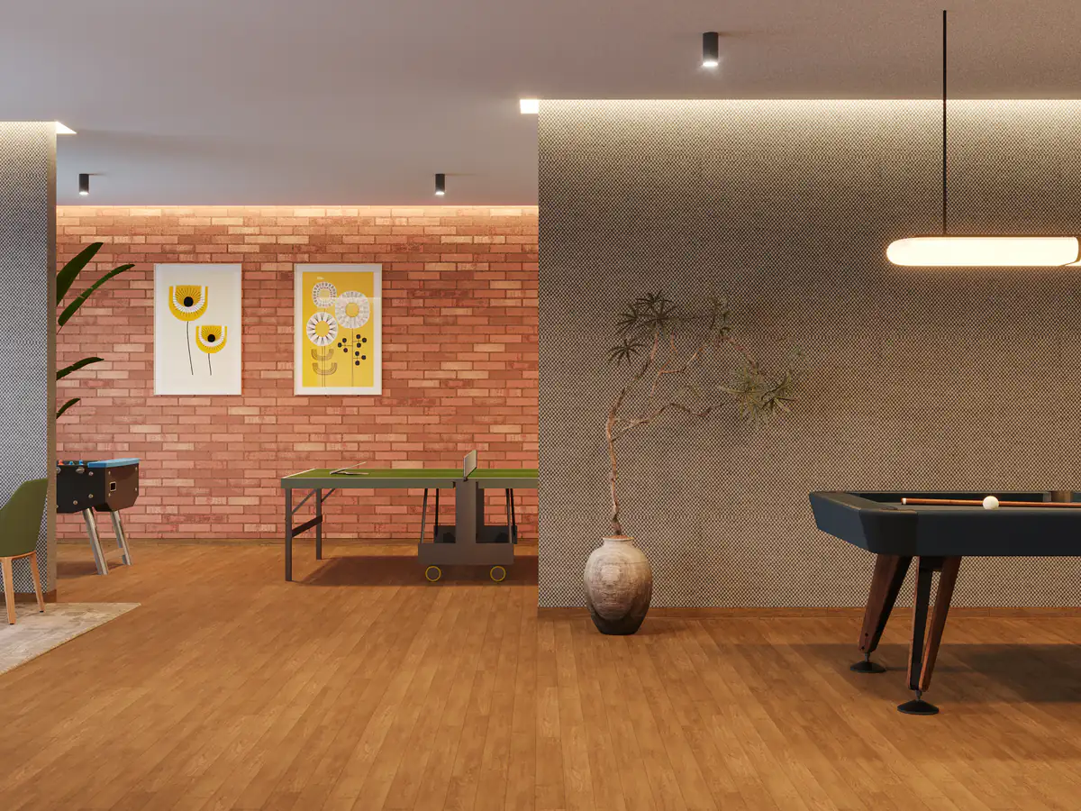 Indoor game zone with a pool table at Sun Garnet