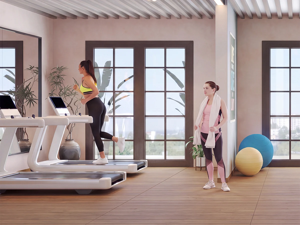 Cardio and fitness gym with treadmills at Sun Garnet