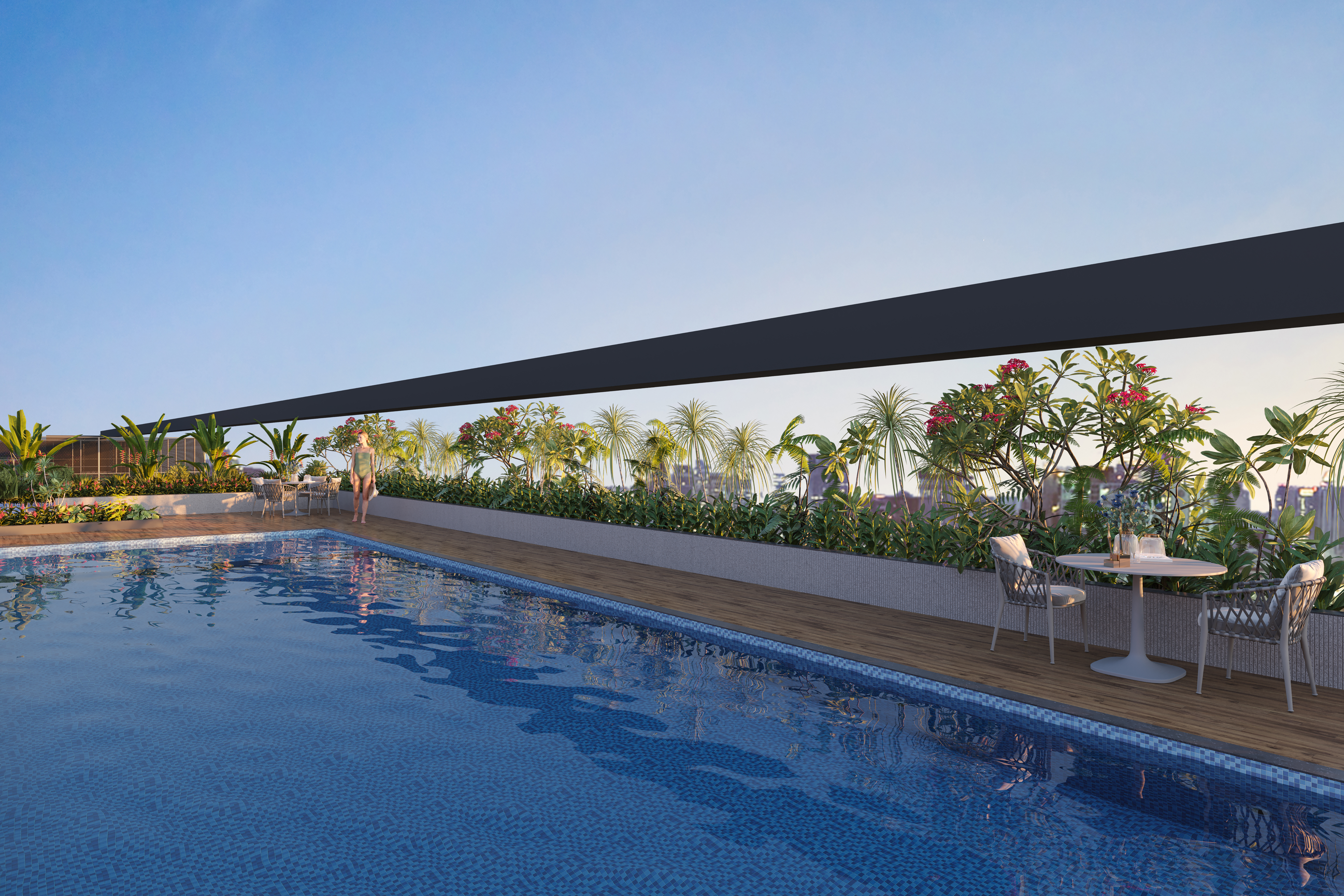 Rooftop pool deck at Sun Garnet