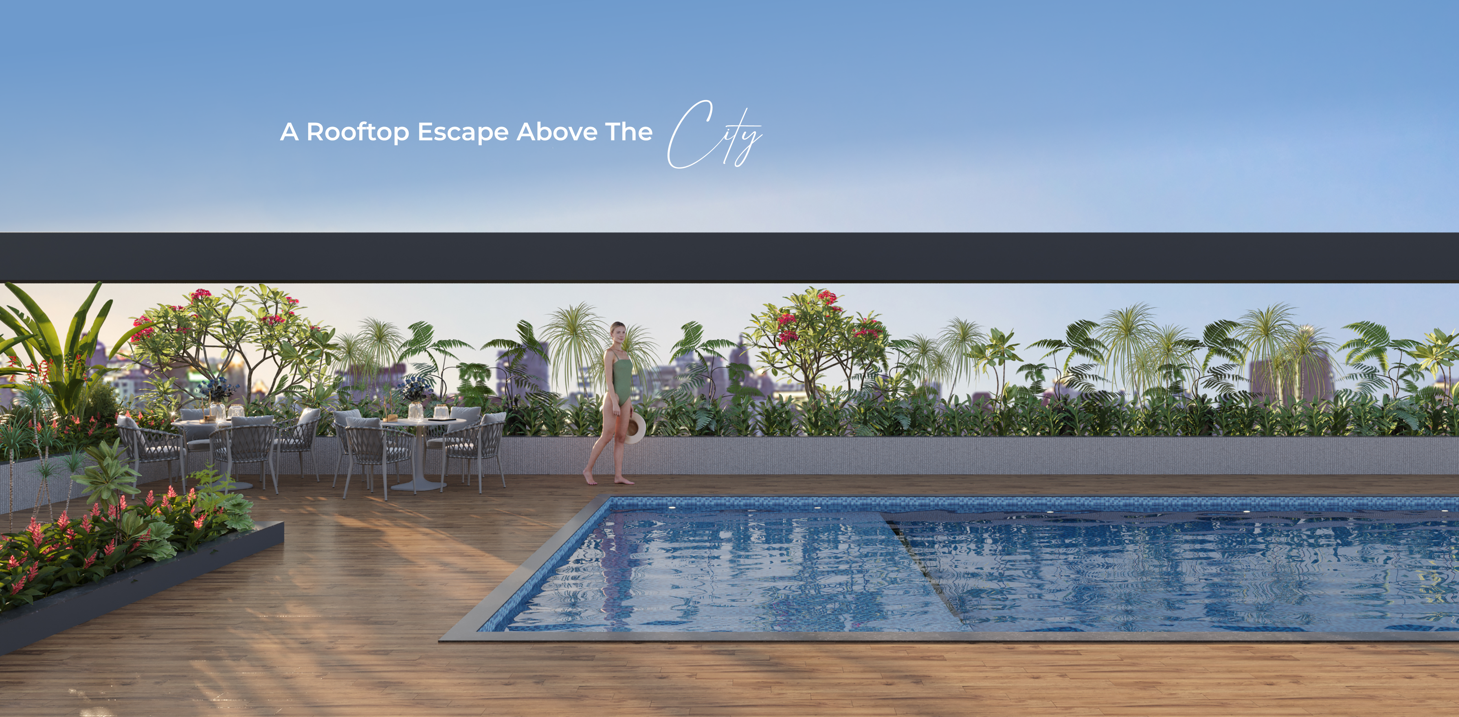 A Rooftop Escape Above The City — rooftop swimming pool deck at Sun Garnet Keshav Nagar