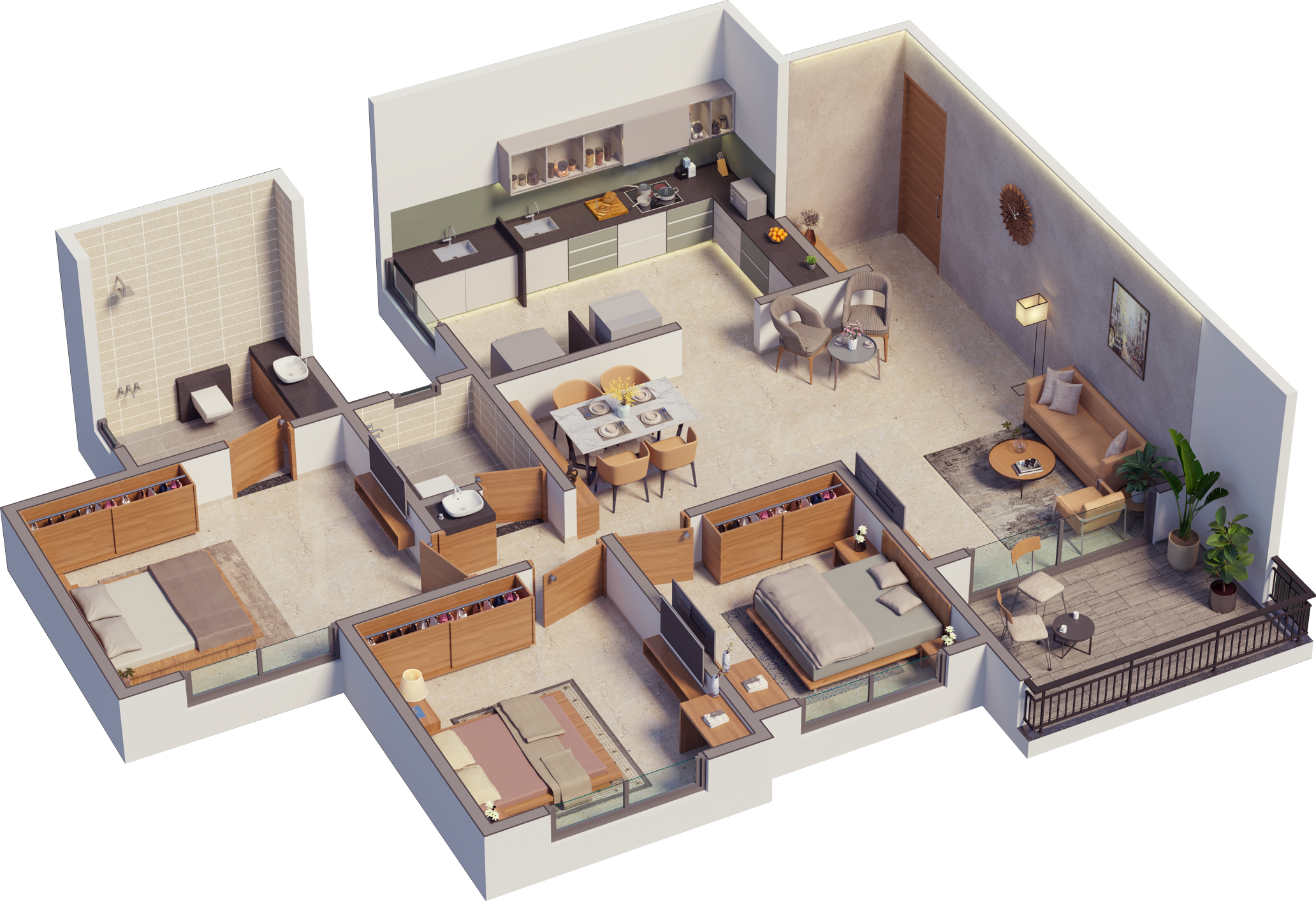 Sun Garnet 2 BHK floor plan in Keshav Nagar Pune